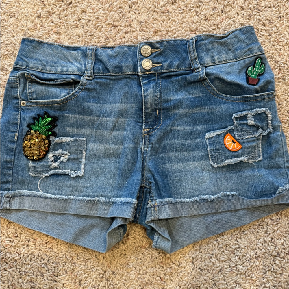 Vanilla Star Cutoff Jean Shorts with Sequined Patches Size 16 girls